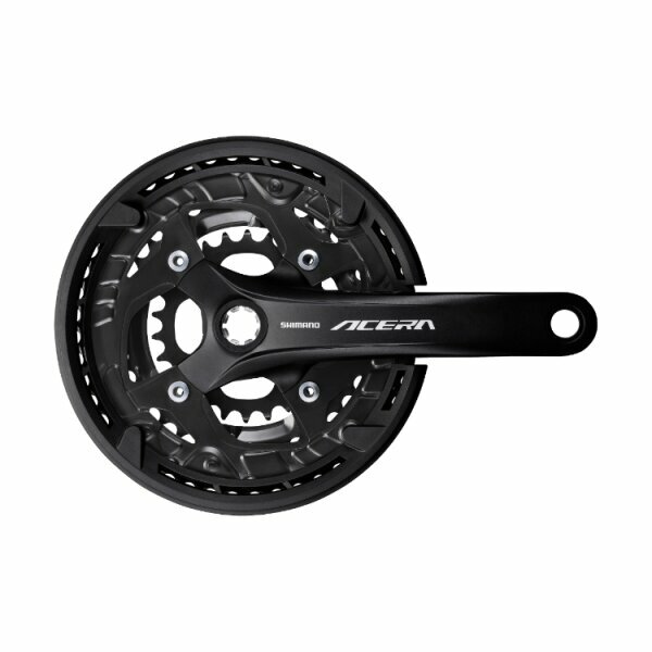 Система Shimano FC-T3010, 170 мм, 44/32/22, под квадрат, с защитой, б/уп. Черный