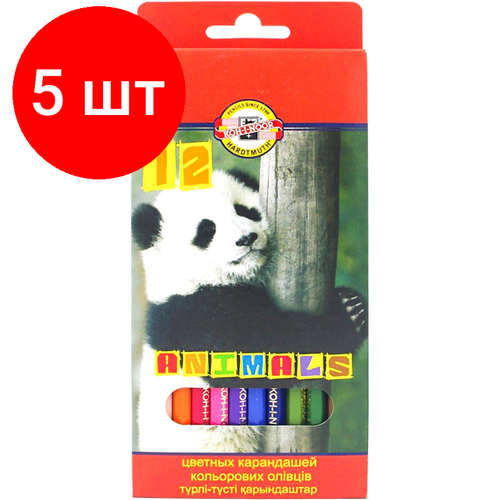 Комплект 5 наб, Карандаши цветные KOH-I-NOOR Зверюшки 12 цв/наб 3552012008KSRV