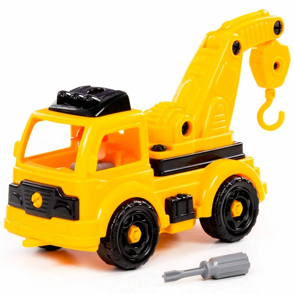 фото Конструктор-транспорт Автомобиль-эвакуатор 36 эл. жёлто-чёрный в кор. 43228