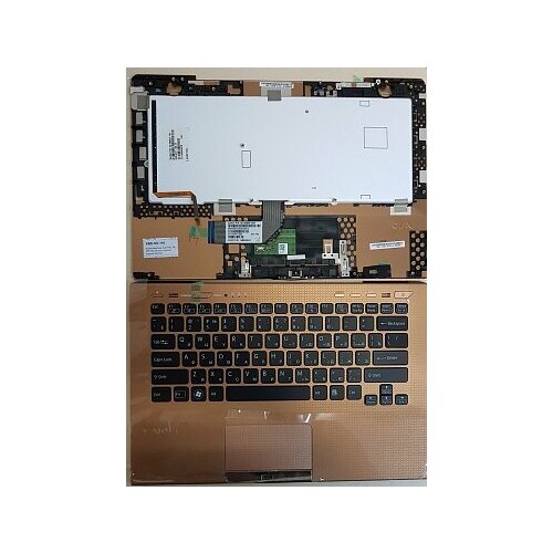 Клавиатура для ноутбука Sony Vaio VPC-SB, VPC-SD черная, верхняя панель в сборе (золотая) клавиатура для ноутбука sony vaio vpc sc серебряная с подсветкой верхняя панель в сборе