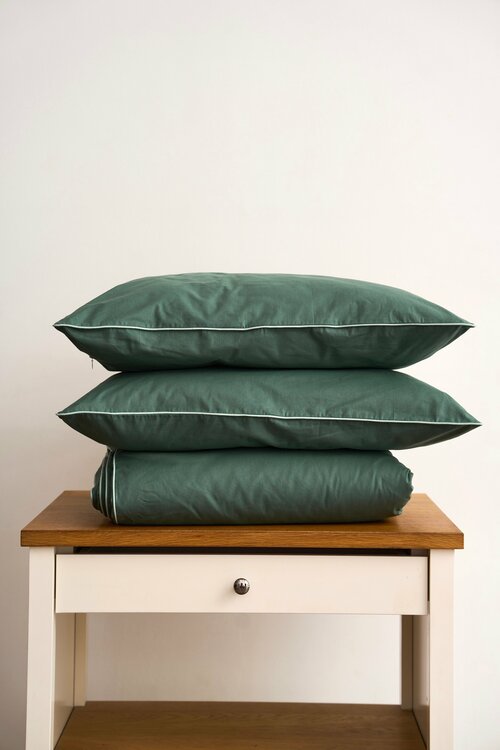 Комплект 1,5-спального постельного белья Esthetic Home зеленый с кантом