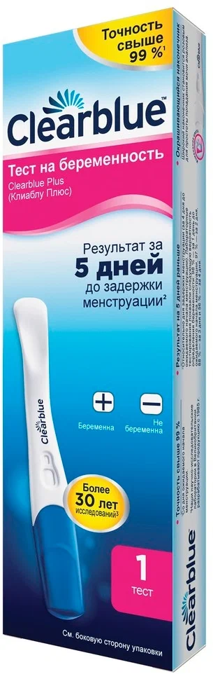 Тест Plus на беременность, 1 шт, Clearblue, 1 уп.