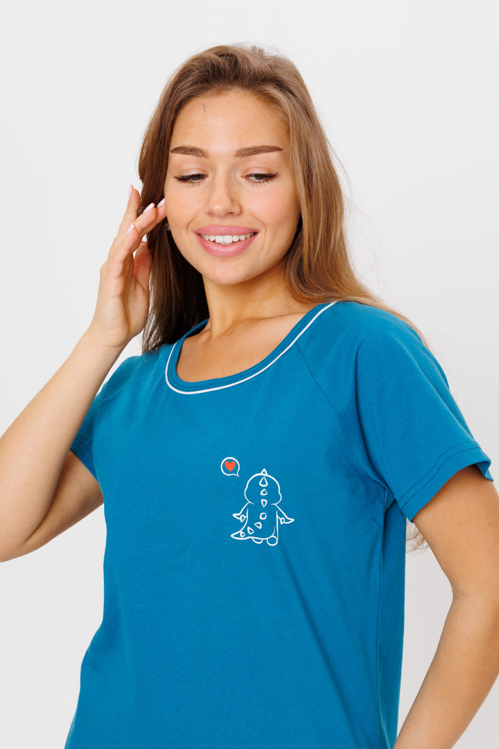 Пижама женская футболка + шорты Modellini 1870 синий, размер 52 - фотография № 9