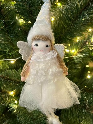 Рождественский ангел, Белая плюшевая кукла-ангел, Подарок на Новый Год украшение на елку, кулон, новогодние украшения, Елочная игрушка