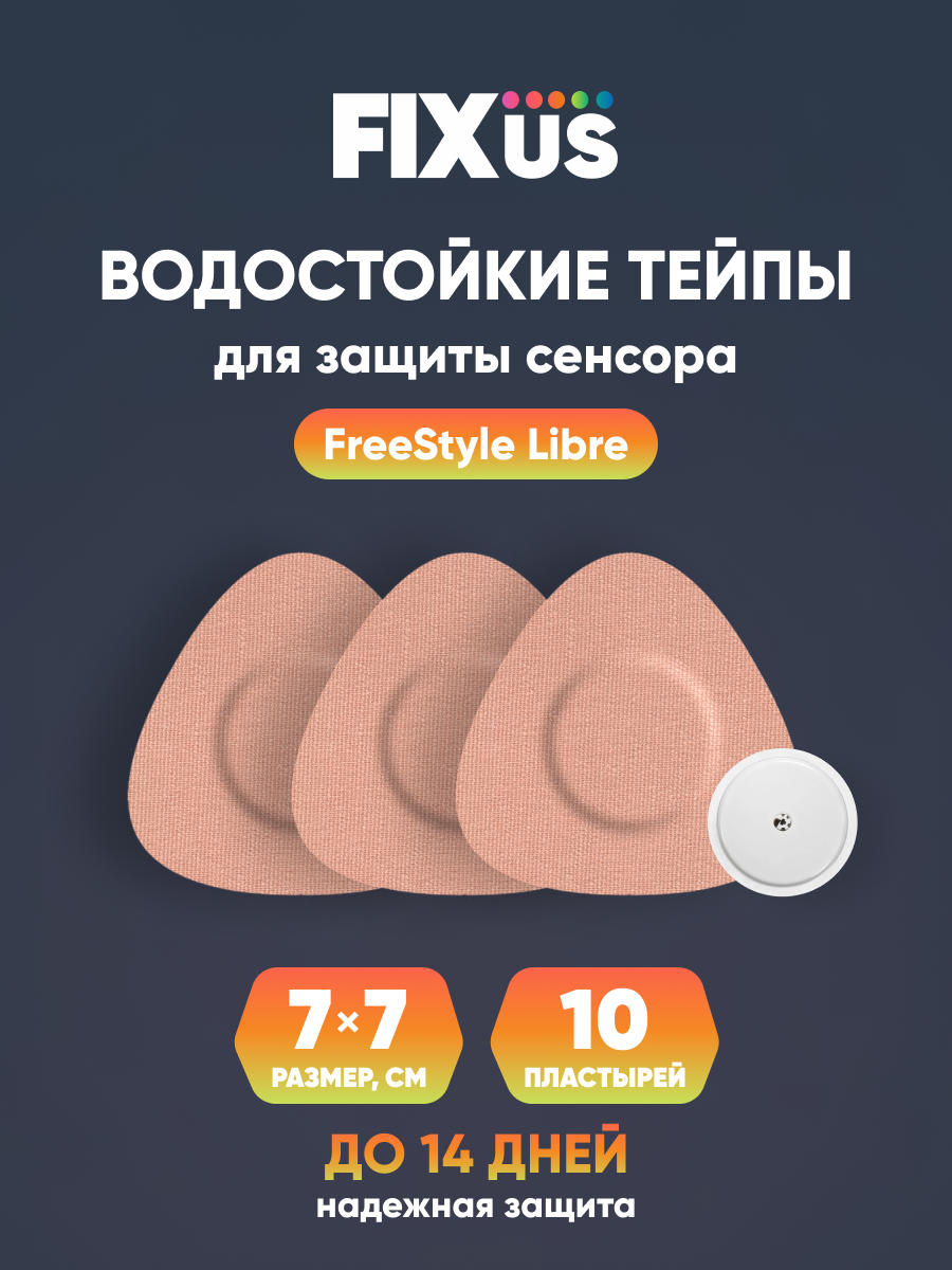 Фиксирующие водостойкие тейпы (пластыри) для защиты сенсора Freestyle Libre (Фристайл Либре). Треугольник 7 на 7 см 10 пластырей