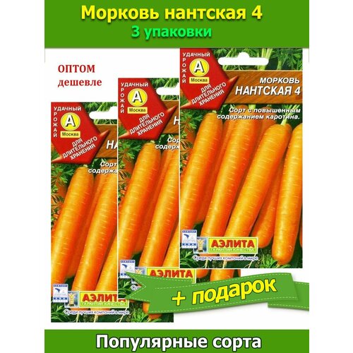 Семена Морковь Нантская 4 - 3 упаковки
