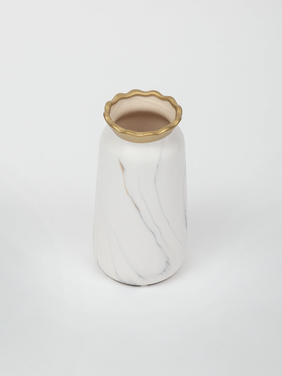 Ваза IsmatDecor VM-25 MW, настольная, керамика, белая, высота 24,5 см — фото 1