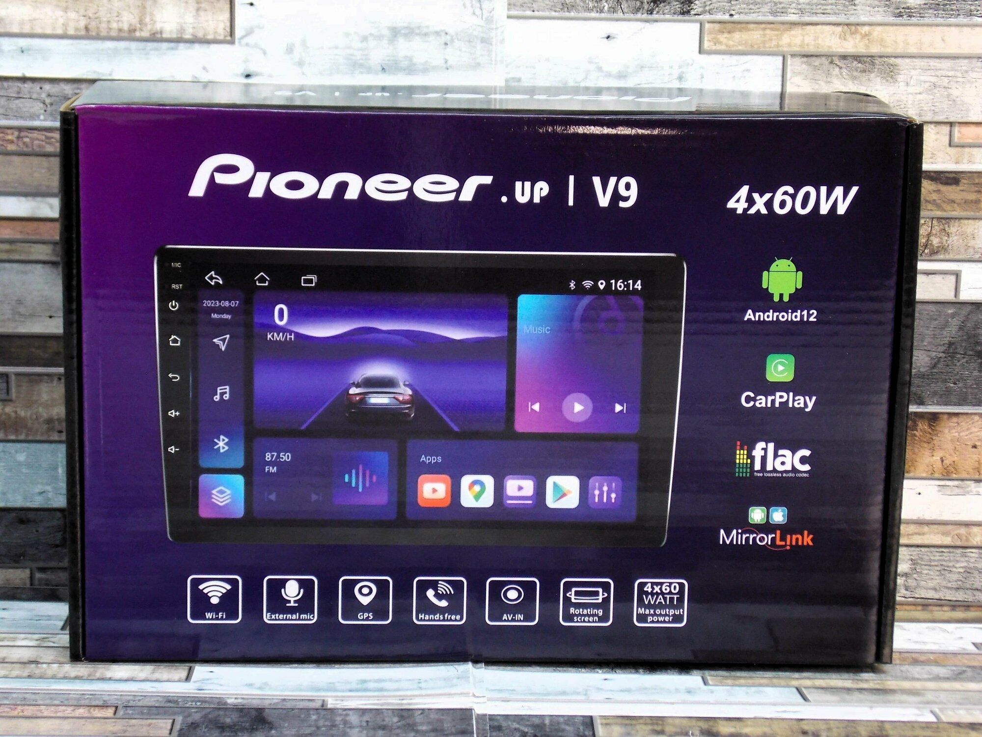 Магнитола Pioneer V9 2DIN с Android, Bluetooth, Wi-Fi, 4 канала, 2,0 ГБ ОЗУ, цвет черный