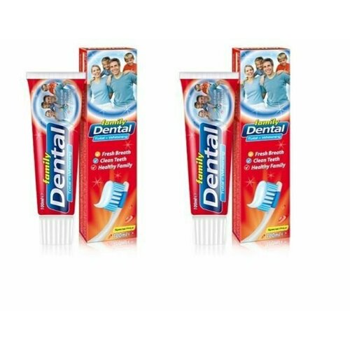 Rubella Зубная паста, Dental Family Total+Whitening, 100 мл, 2шт. rubella зубная паста dental hot red jumbo extra whitening экстра отбеливание 100 мл 2шт