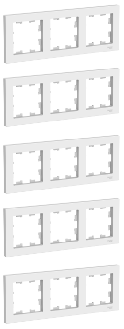 Рамка 3-постовая, универсальная, Schneider Electric/Systeme Electric AtlasDesign, лотос (белый матовый) ATN001303(комплект 5 шт.)