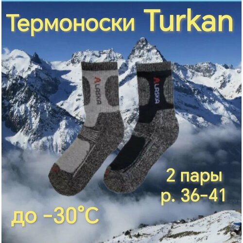 Термоноски Turkan, 2 пары, размер 36/41, мультиколор, серый