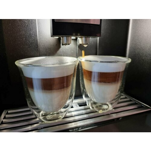 Набор чашек для капучино DeLonghi Cappuccino (2 шт), чашки 190 мл стеклянные с двойными стенками для кофе и чая
