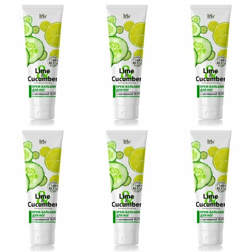 Iris cosmetic Крем-бальзам для ног Lime Cucumber, с мочевиной 10,5% от мозолей и натоптышей, 100 мл, 6 шт