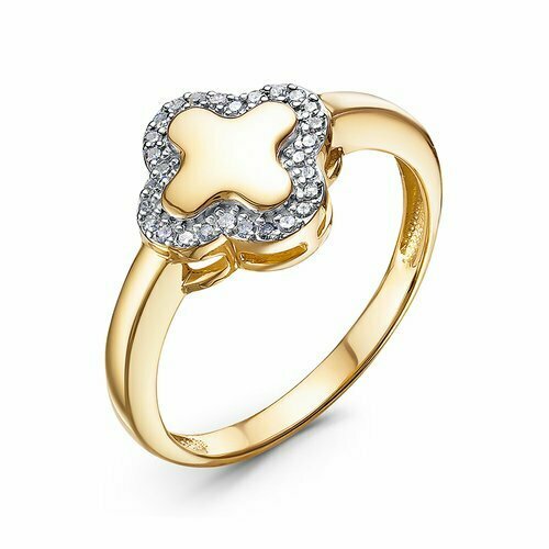 Кольцо Del'ta, желтое золото, 585 проба, бриллиант, размер 17.5 кольцо с 17 бриллиантами из жёлтого золота