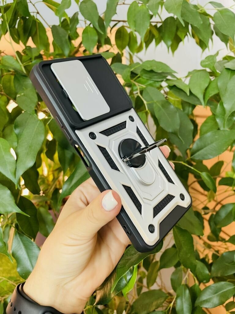 Чехол противоударный для Infinix Note 30 4G / Инфиникс Ноте 30 4G с защитой камеры armors (Серебристый) — фото 1