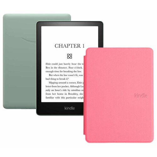 Электронная книга Amazon Kindle PaperWhite 2021 16Gb Ad-Supported Agave Green с обложкой ReaderONE PaperWhite 2021 Pink