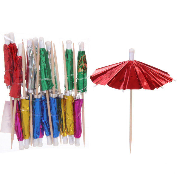 Шпажки для канапе 10 см «Пляжный зонтик» 20 шт микс