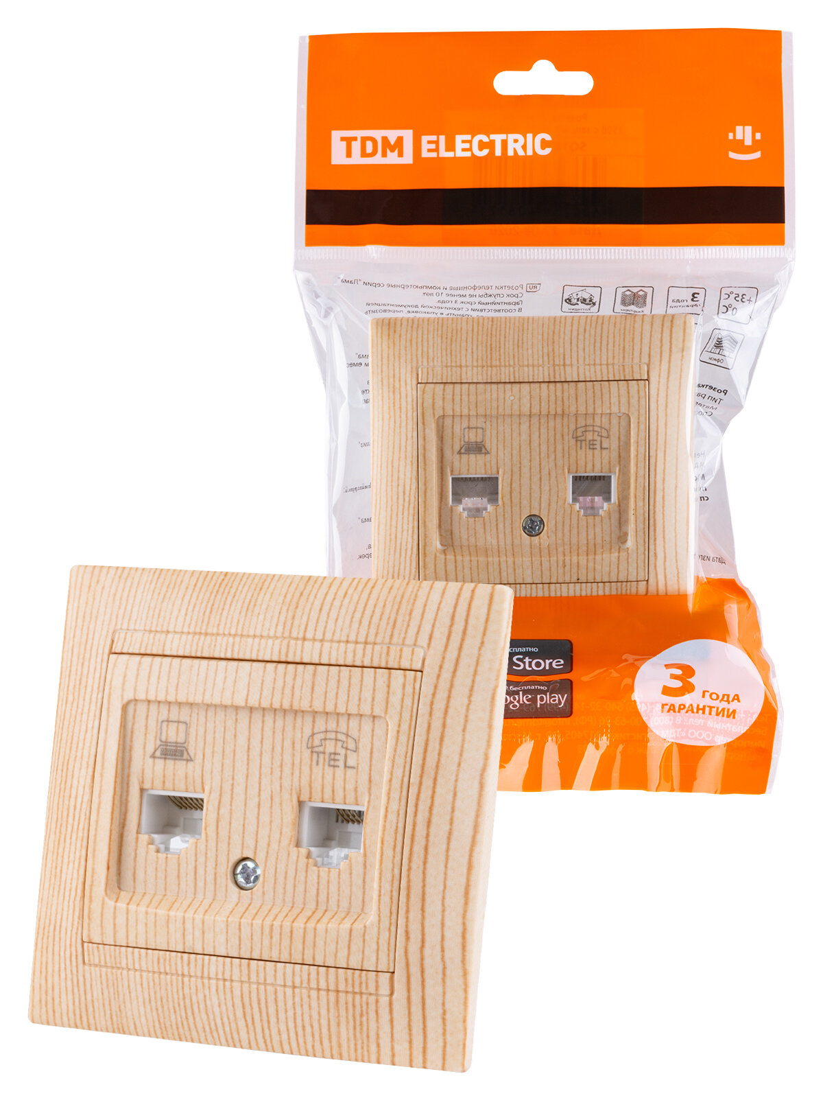 Розетка компьютерная RJ45/телефонная RJ11 TDM Electric - фото №1