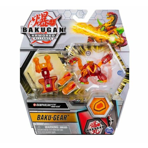 Фигурка-трансформер Bakugan Baku-Gear Ramparian Ultra 6055887/20124269, красный-оранжевый роботы bakugan трансформер ультра с баку силой