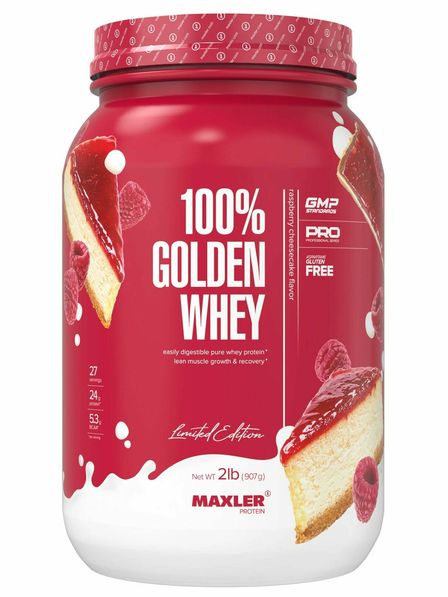 Комплексный протеин MAXLER (USA) 100% Golden Whey 910 г, Малиновый чизкейк