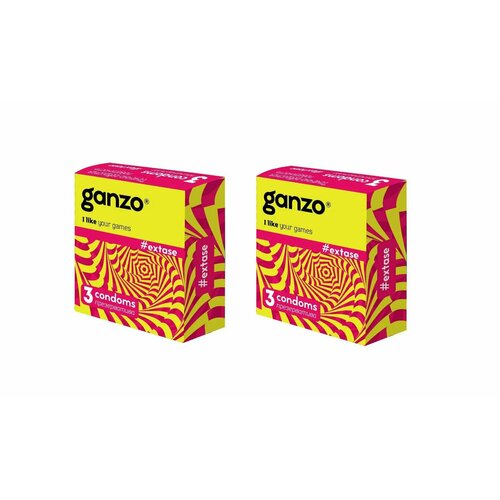 Ganzo Презервативы Extase, с точками ребристые, 3 штуки, 2 упаковки презервативы ganzo extase точечно ребристые 12 шт