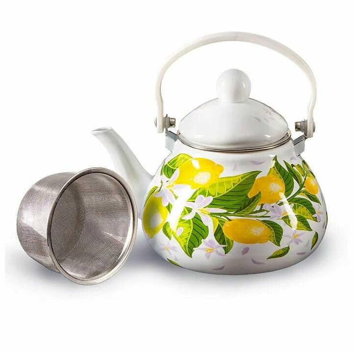 фото Чайник эмалированный с фильтром Лимоны, 1.3л