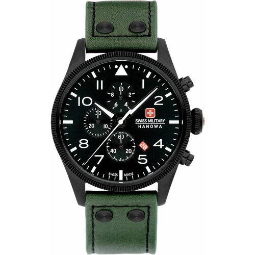 фото Наручные часы swiss military hanowa оригинальные часы наручные мужские swiss military hanowa thunderbolt chrono smwgc0000430. кварцевый хронограф. часы для мужчин производства швейцарии, зеленый, черный