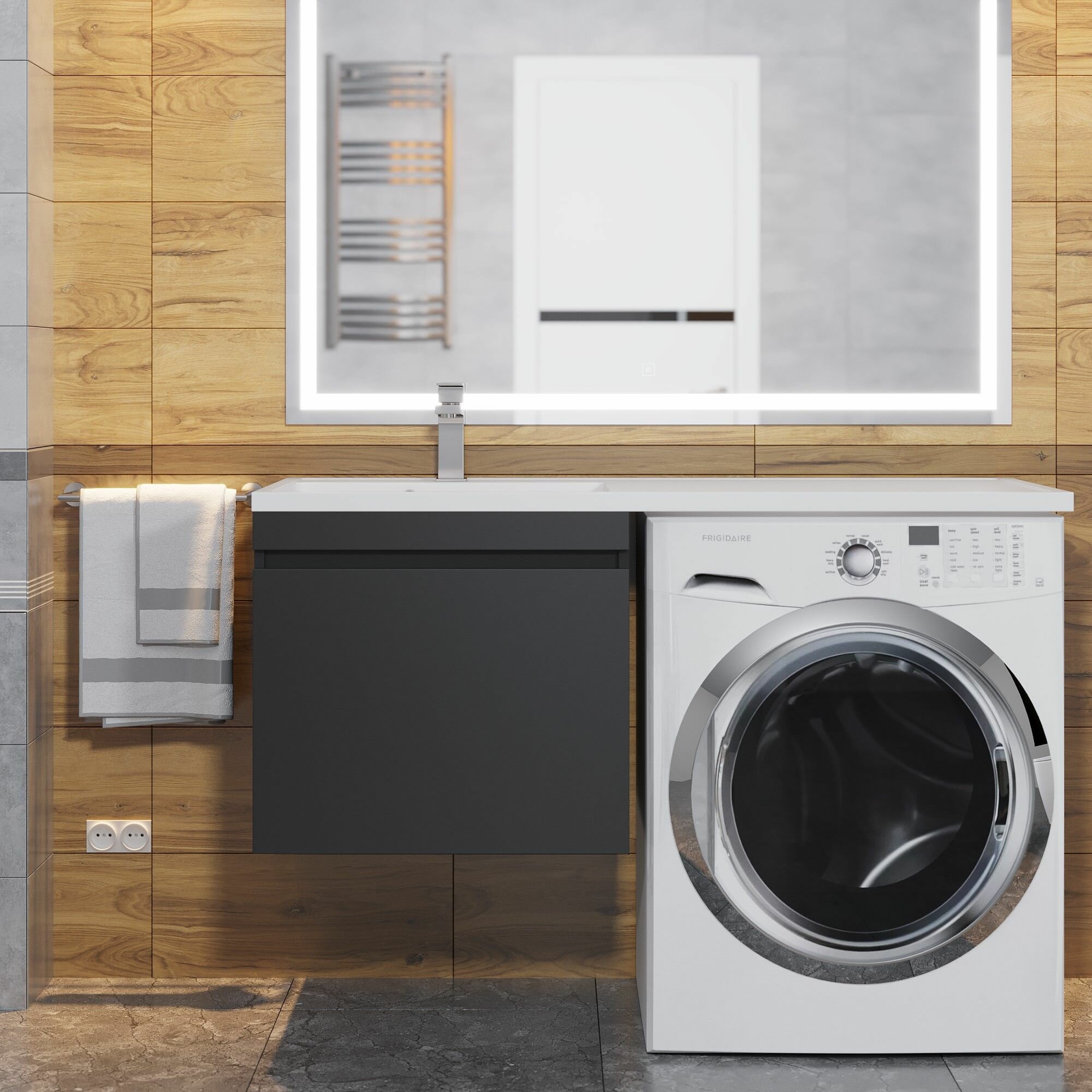 Тумба под стиральную машину Uperwood Magenta 60 см, подвесная, черная ...