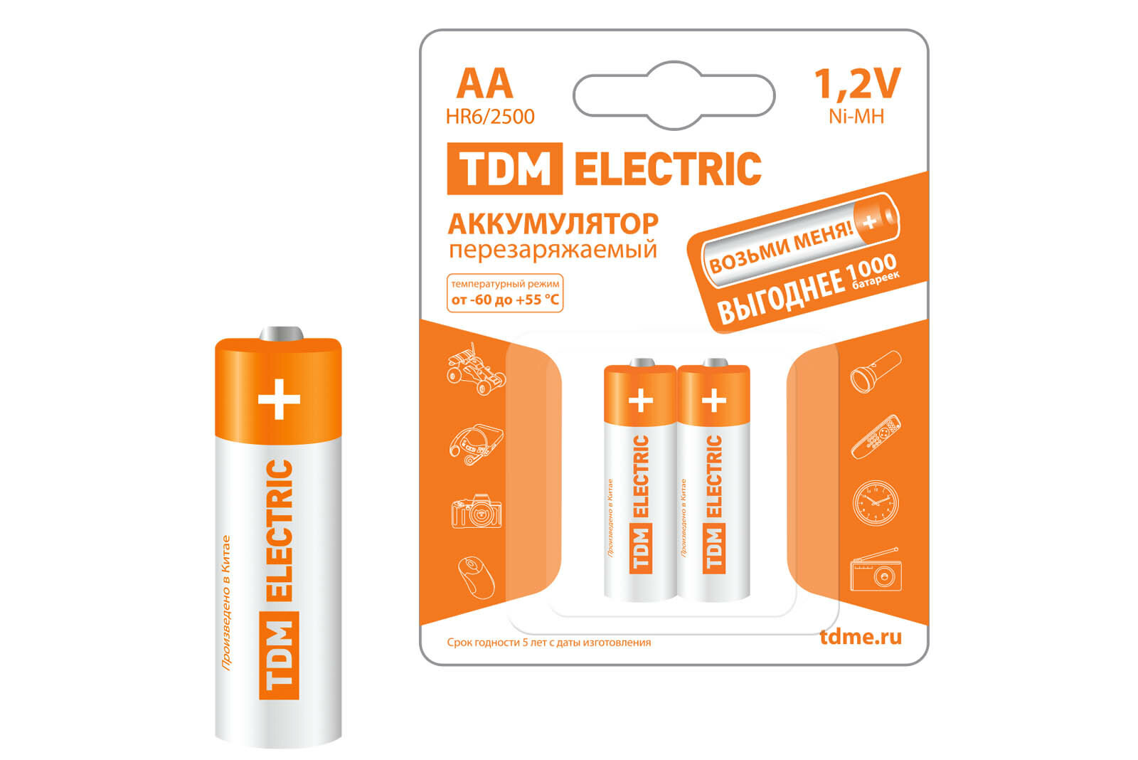 Аккумулятор АА R6 TDM ELECTRIC ( 2500mAh ) 2 шт.