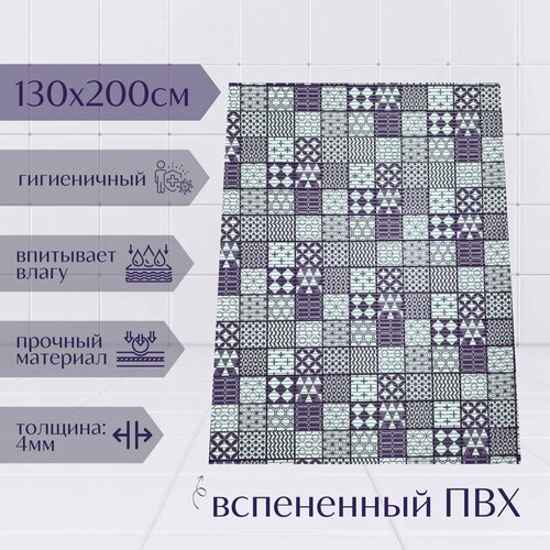 Напольный коврик для ванной комнаты из вспененного ПВХ 130x200 см, белый/бордовый, с рисунком