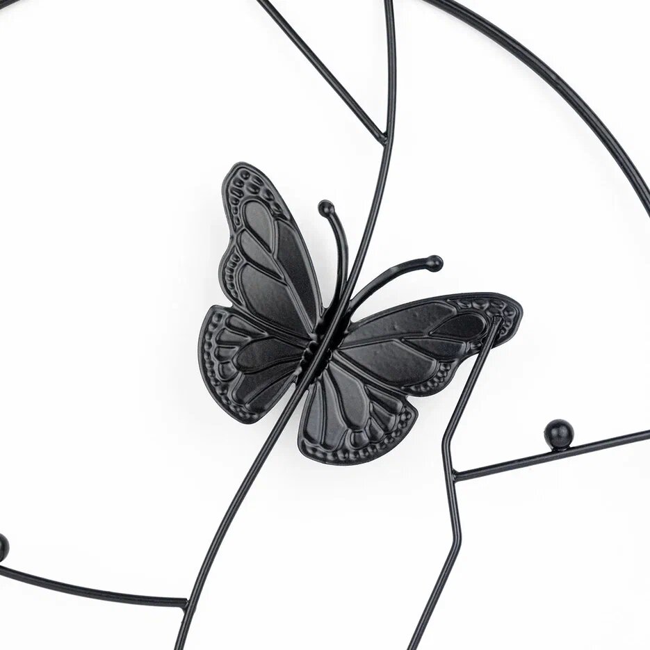 Опора для вьющихся комнатных растений "Бабочка на ветке" черная, Держатель для цветов металлический, d 30 см - фотография № 8