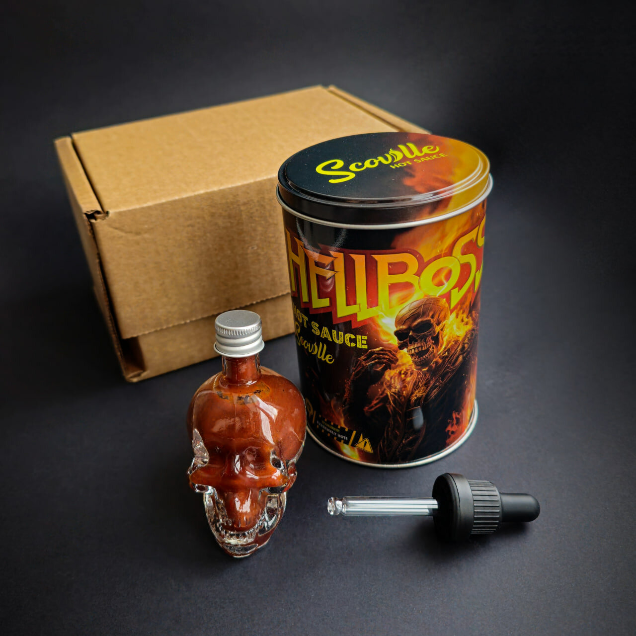Экстра острый соус в подарочной упаковке HellBoss с перцем Каролина Рипер, Чипотле и экстрактом 9 млн сковиллей — фото 1