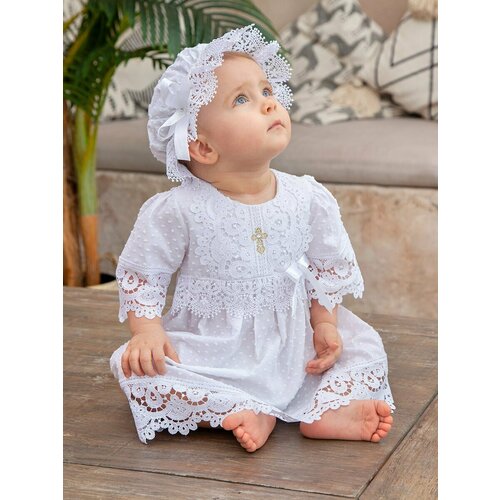 фото Крестильное платье jolly baby из белого батиста