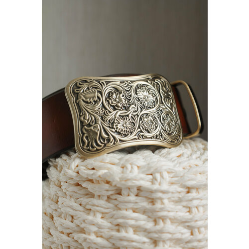 фото Ремень , размер 120-160, коричневый ручная работа