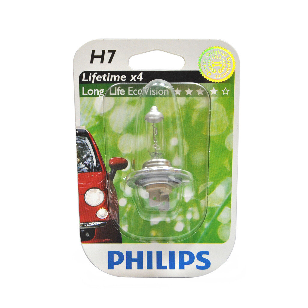 фото Лампа 12V H7 55W PX26d блистер (1шт.) Long Life Eco Vision PHILIPS