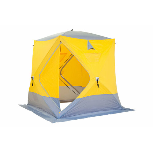фото Палатка для зимней рыбалки traveltop (330*330*205) желтая с серым