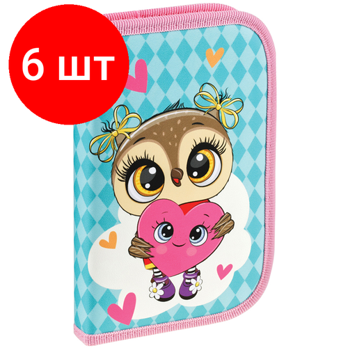 Комплект 6 шт, Пенал 1 отделение, 200*130 Мульти-Пульти Lovely Owl, доп. секция, ткань