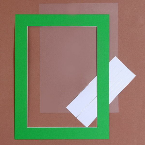 Паспарту размер рамки 35 x 26 см прозрачный лист клейкая лента цвет зелёный