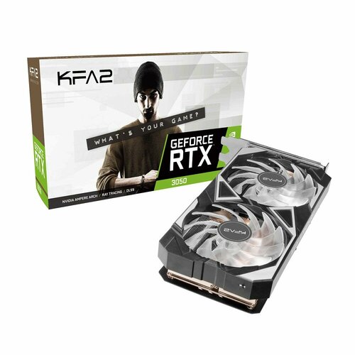 Видеокарта KFA2 GeForce RTX3050 X BLACK (8Гб, GDDR6,128bit, HDMI,3DP 35NSL8MD6YEK, ret) видеокарта kfa2 rtx3060ti 8gb x black lhr 36isl6md1wtk