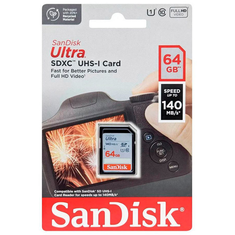 Карта памяти SanDisk Memory Card Ultra SDXC for DSLR, 64 Гб