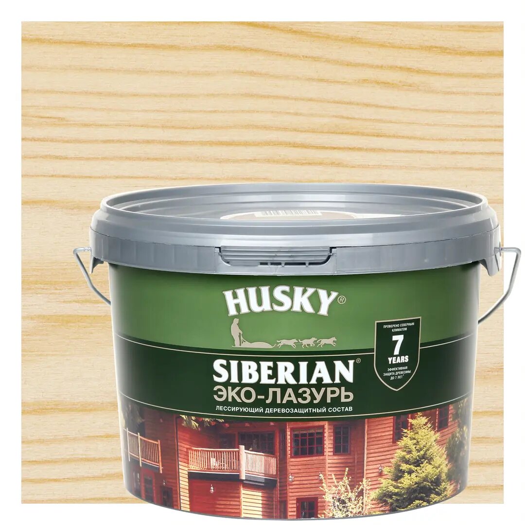 Эко-лазурь Husky Siberian полуматовая цвет бесцветный 2.5 л