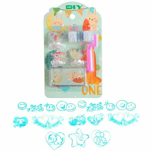 Печать цветная Зайка набор 3 шт ролик-печать с 2 насадками штемпельная подушка 699₽