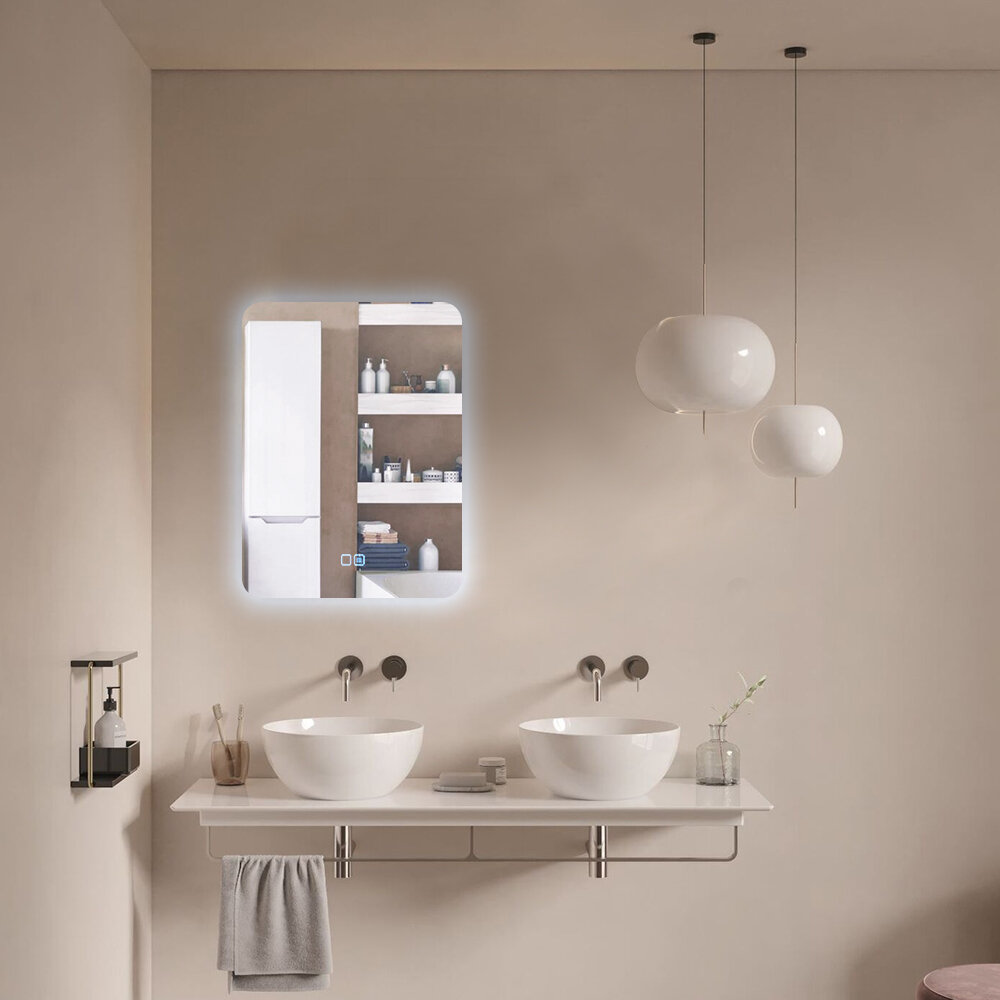 Зеркало для ванной Prisma 80*40 прямоугольное вертикальное c подогревом