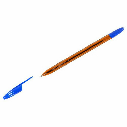Ручка шариковая СТАММ "555" синяя, 0.7мм, тонированный корпус, 50 шт.