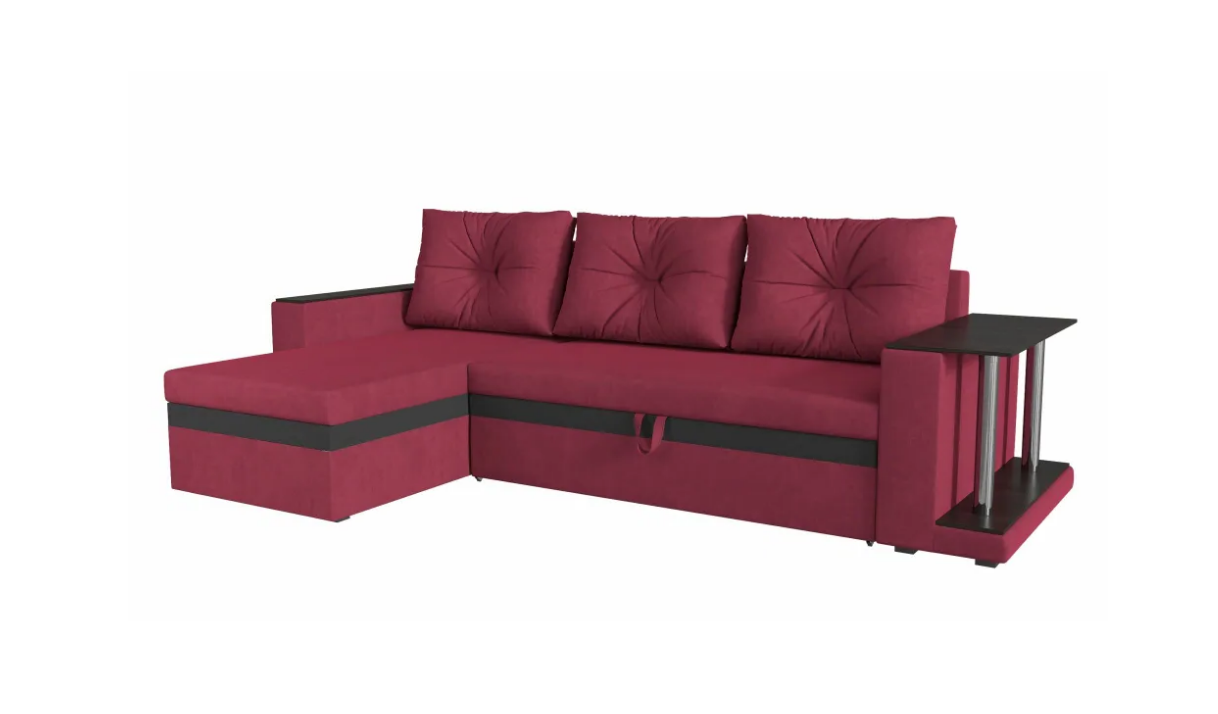 фото Угловой диван Атланта еврокнижка Велюр Красный-Черн