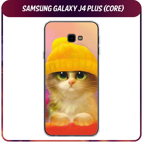 Силиконовый чехол на Samsung Galaxy J4 Plus 2018 / Самсунг Галакси J4 Плюс 2018 Котенок в желтой шапке