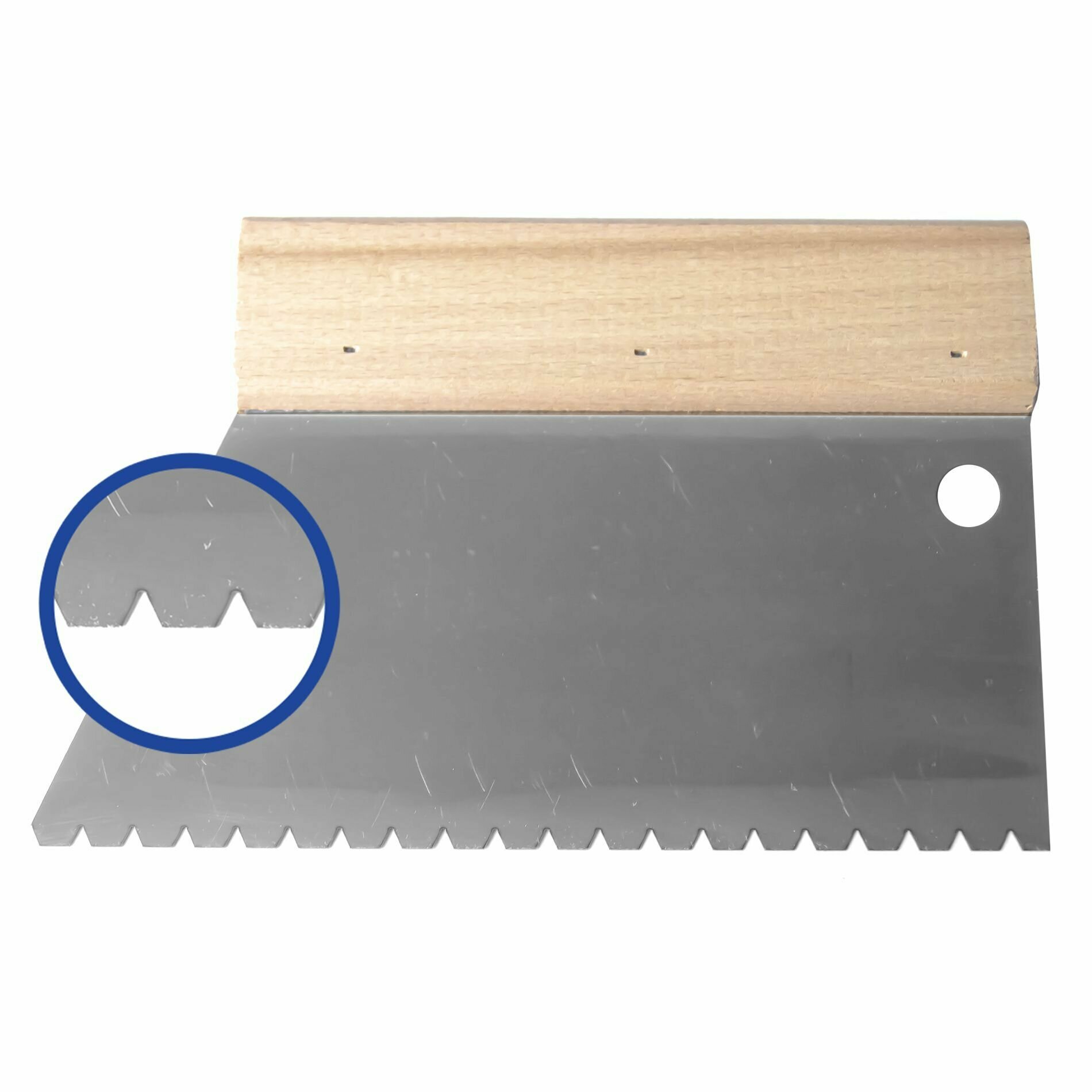 фото Шпатель зубчатый 180 мм В6 зуб 5х4х3,6мм для клеевых растворов