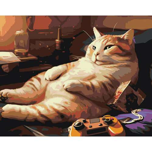 Картина по номерам Толстый рыжий кот в кресле