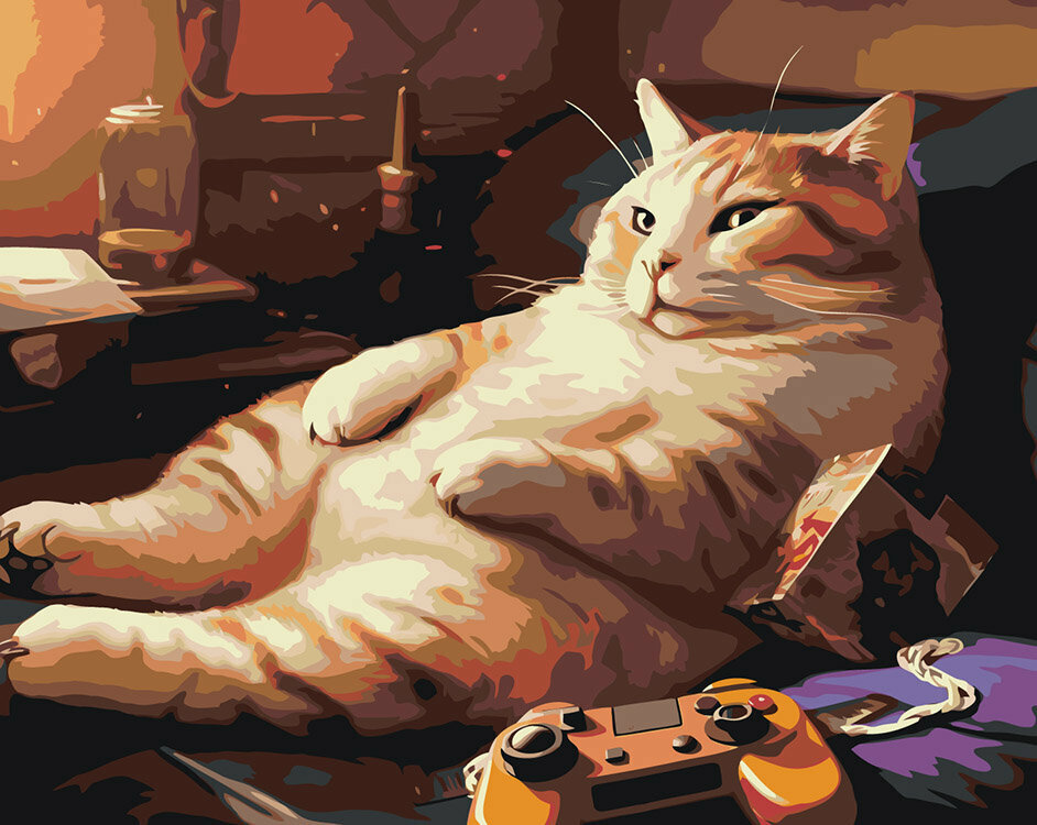 Картина по номерам Толстый рыжий кот в кресле