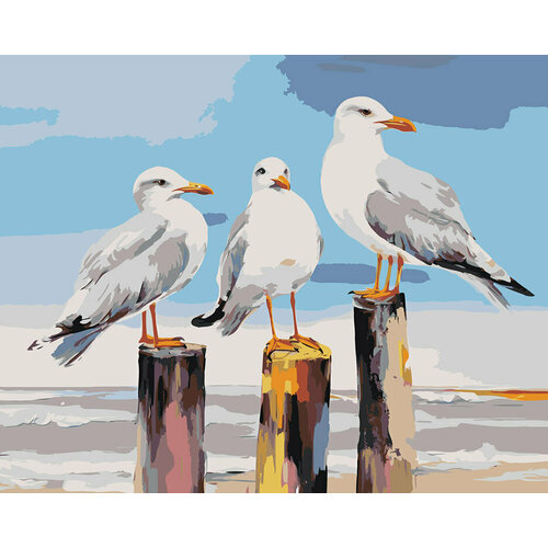 Картина по номерам на холсте Море Чайки на пляже 40x50 картина по номерам на холсте море чайки на пляже 40x50